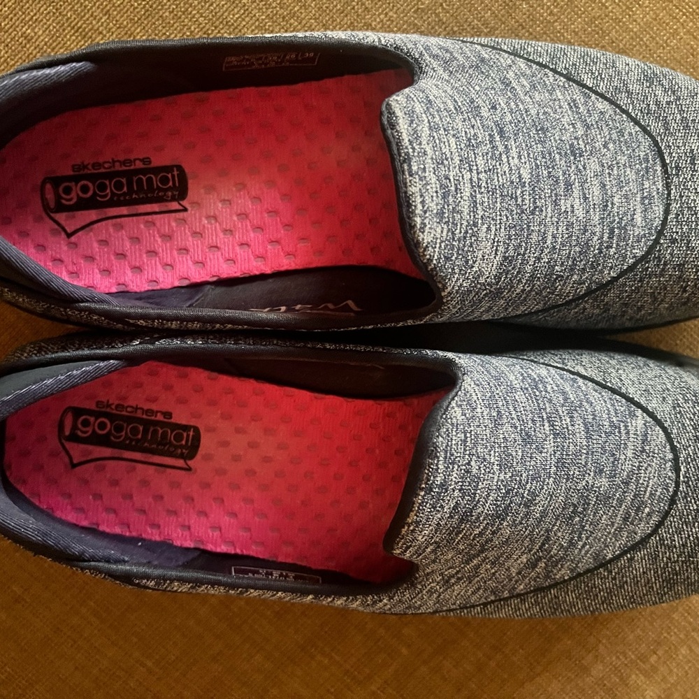 Skechers Go Flex Walk Gray Goga Mat Shoes - Picture 2 of 8